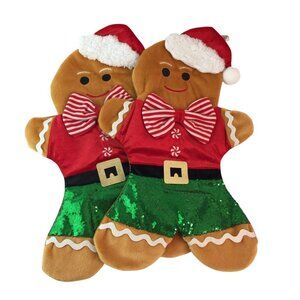 Macys Holiday Lane Gingerbread Man Christmas Stockings Sparkle Sequins NWT